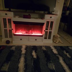 Free standing electric fireplace and heater