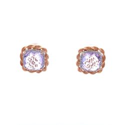 14K Rose Gold Stud Earrings with 7.20CTW Purple Stone and 0.44CTW Halo Diamonds