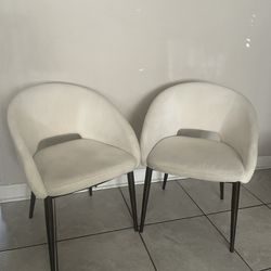 2 Beige Accent Chairs /  Free Pillows 