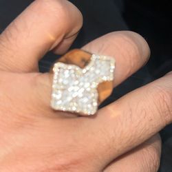 Real Gold And Diamond Cross Ring