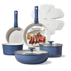 CAROTE 13pcs Pots and Pans Set, Nonstick Cookware W/Detachable Handles Oven Safe