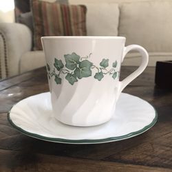14 Matching Vintage Corelle Cups And Matching Saucers