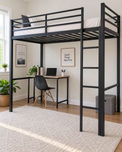 NEW Full Size Black Metal Loft Bed