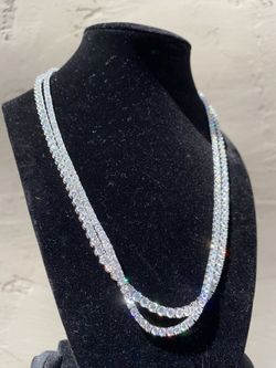 VVS MOISSAINTE 925 SILVER 20” TENNIS CHAINS (14K White Gold Plated)