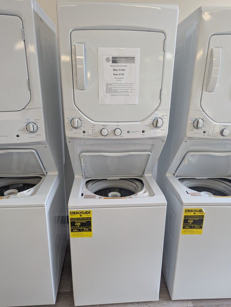 24 In. 2.3 Cu.Ft Washer 4.4 Cu.Ft Electric Dryer Combo In White