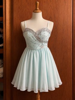 Aqua Rhinestone Sweetheart Dress zise 4