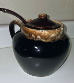 Brown PFALTZGRAFF 2 Qt Drip Glaze Large Chili Bean Pot Soup Tureen + Ladle +Lid