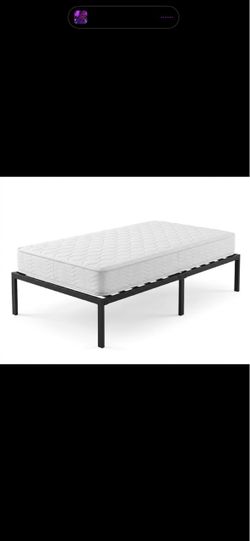 Twin size bed with foldable metal base frame