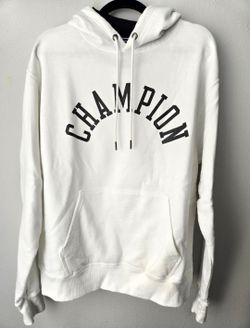 Champion Authentic Athleticwear Men's Size L Fitted White Pullover Hoodie!