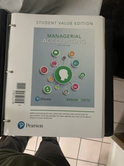 Managerial Accounting Pearson Student Value Edition