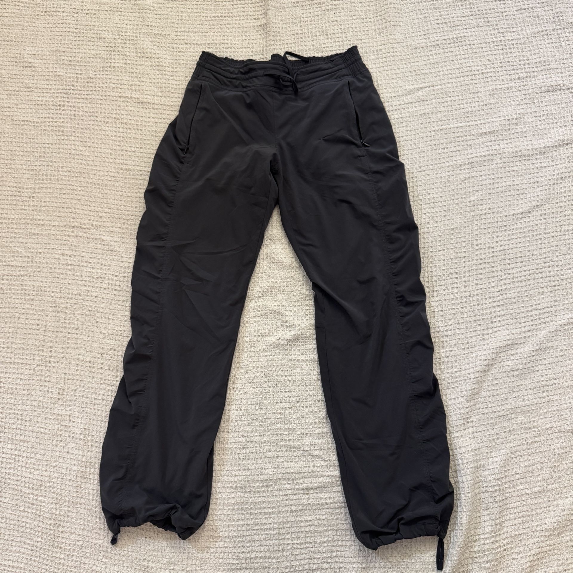 Athleta Women Lined Jogger Pants 8 Dark Gray Stretch Pockets Drawstring Pull On