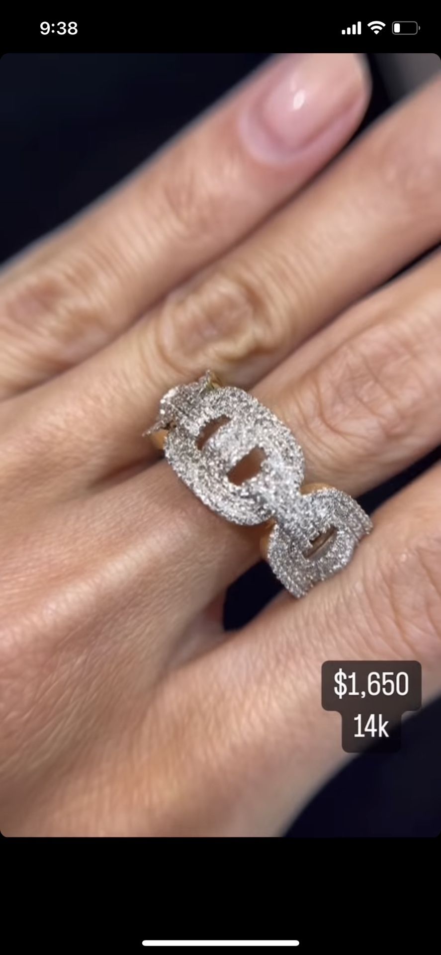 14k Diamond Link Ring Gold