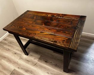 Industrial Rustic Farmhouse Counter-Height Table + 2 Distressed Bistro Chairs