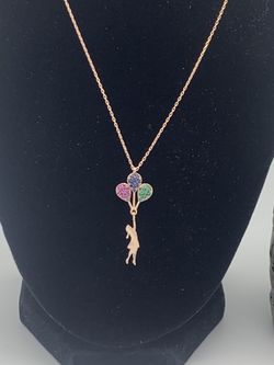 925 Silver Rose Gold Zircon Stone Girl with Balloon Neclace