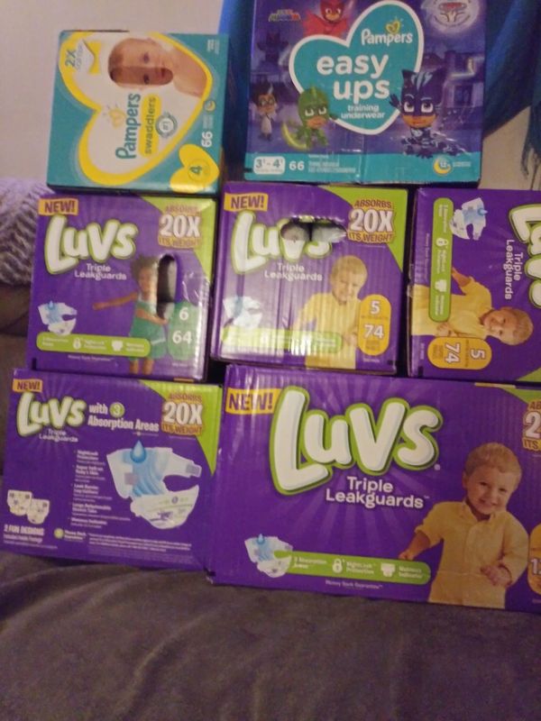 Diapers,Luvs, 4's 5's 6's..pull ups or 7 boxes for 100 for Sale in