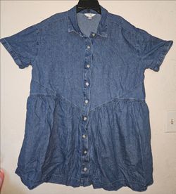 Denim blue Babydoll shirt Dress - 2X
