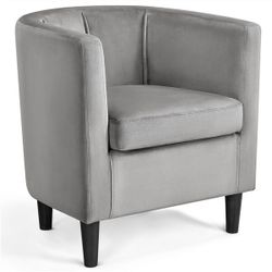 Barrel-shaped Chair Accent Arm Chair Upholstered Skin-friendly Velvet Club Chair Contemporary Style For Living Room Bedroom Reception Room