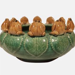 Antique English Majolica Green Planter 