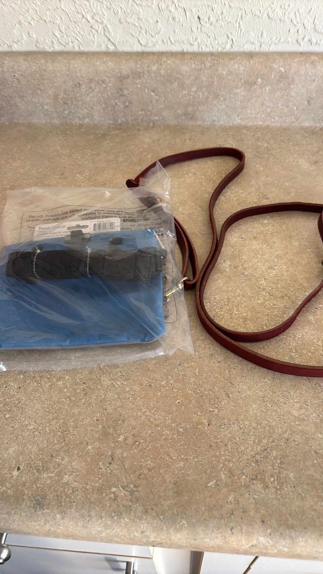 Dog Treat Pouch And Leather Leash