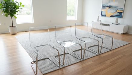 Set of 4 IKEA TOBIAS Clear/Chrome Plated Cantilever Chairs! Great condition, just one has a crack on the seat see pics. Delibery Available. Retails $1
