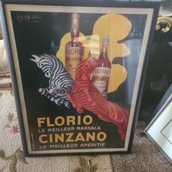 FLORIO/CINZANO ADVERTISING POSTER SIGNED