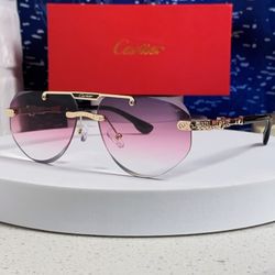 Metal oval rimless men's sunglasses