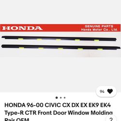 OEM Front Door Window Moldings For The EK 96-00 Civic