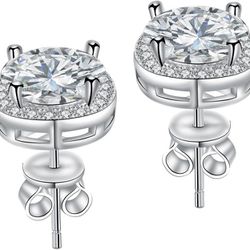 Moissanite Stud Earrings for Womens 3-4 Carat S925 Sterling Silver Earrings for Women D Color VVS1 Clarity Moissanite Earrings