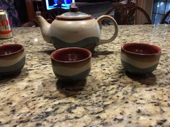 4 piece pottery tea set
