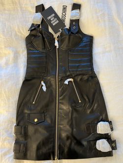 NEW! Moschino Leather Dress Size4 Seen On Bella Hadid