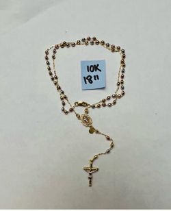 10K Solid Gold Rosary For Wedding 18 Inches Long