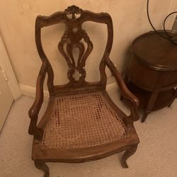 Wood And Cane Vintage Chair