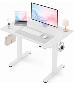 (Edge damage )40 x 24 Inch White Electric Standing Desk Adjustable Height, Sit Stand