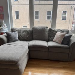Recliner Light Grey Sectional Couch 