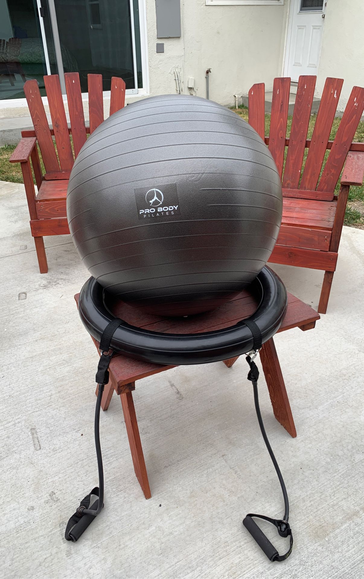 60cm Exercise Ball Chair with Resistance Band and Stability Ring