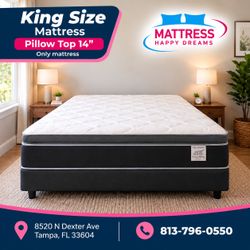 Brand New 14” Pillow Top King Size Mattress – Top Quality & Fast Same-Day Delivery 🚛 All Sizes Available!