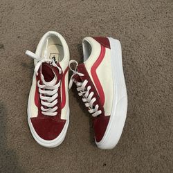 Cream & Burgundy Vans Size 8.5 