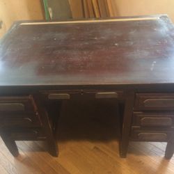 Bankers Desk Solid Wood Antique