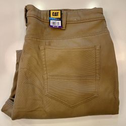 CAT Caterpillar Work Pants Mens 40x29 Fleece Lined Brown Canvas Insulated, NWT