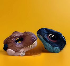Lot Mattel Jurassic World Dominion Therizinosaurus & T-rex Dinosaur Dino Masks Cosplay Halloween 
