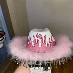 Pink Flame Fringe Cowgirl Hat