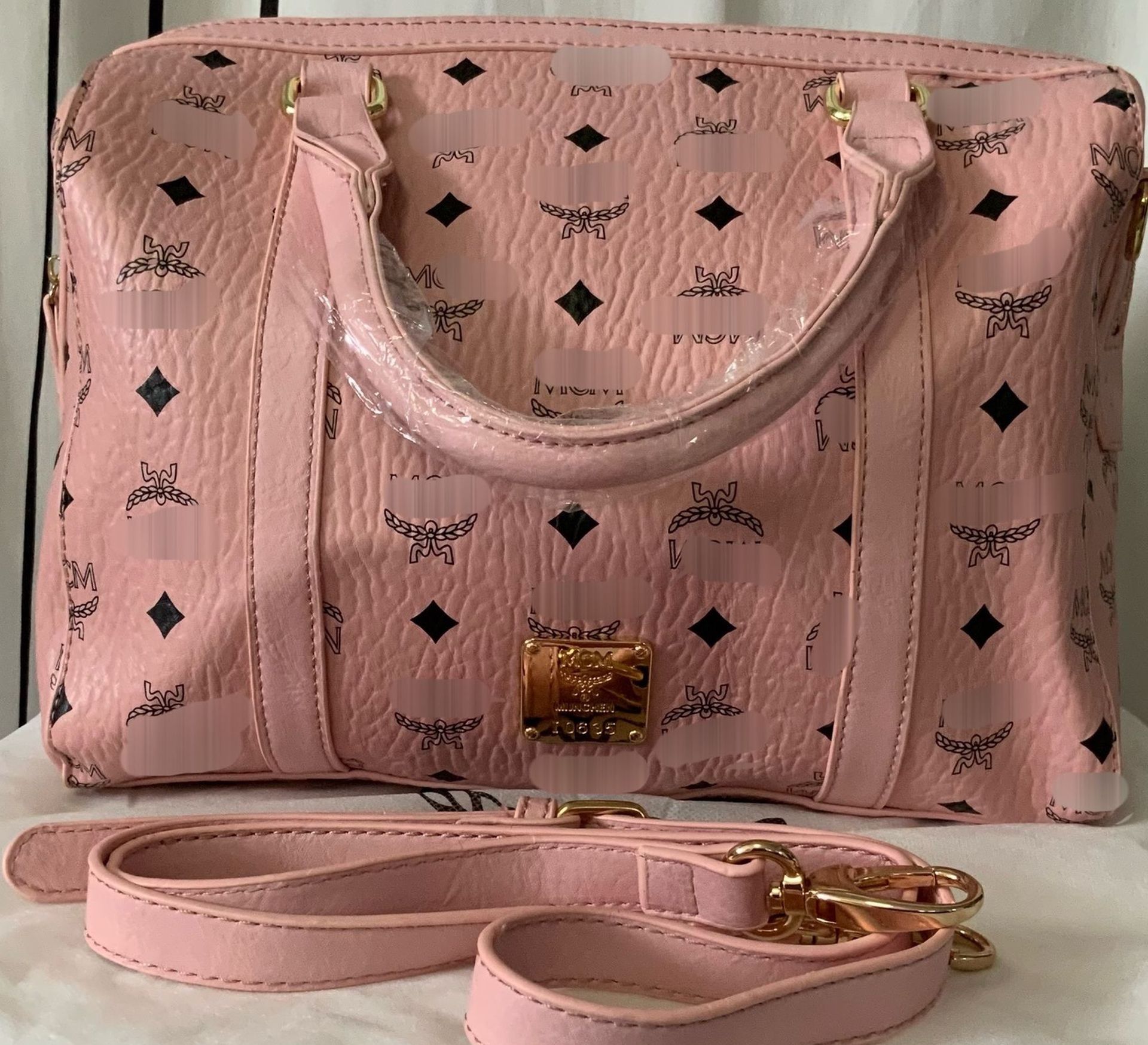 Luxury fashion Pink Visetos Boston Bag W/ Crossbody Strap