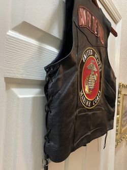 Marine corps leather vest top
