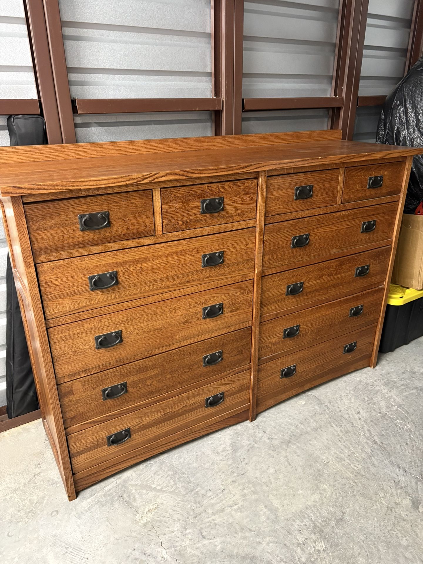 Solid Oak Chest of Drawers & Mirror
