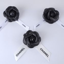 Camellia Brooch Pin Flower Leather Black Perfect For A Quince