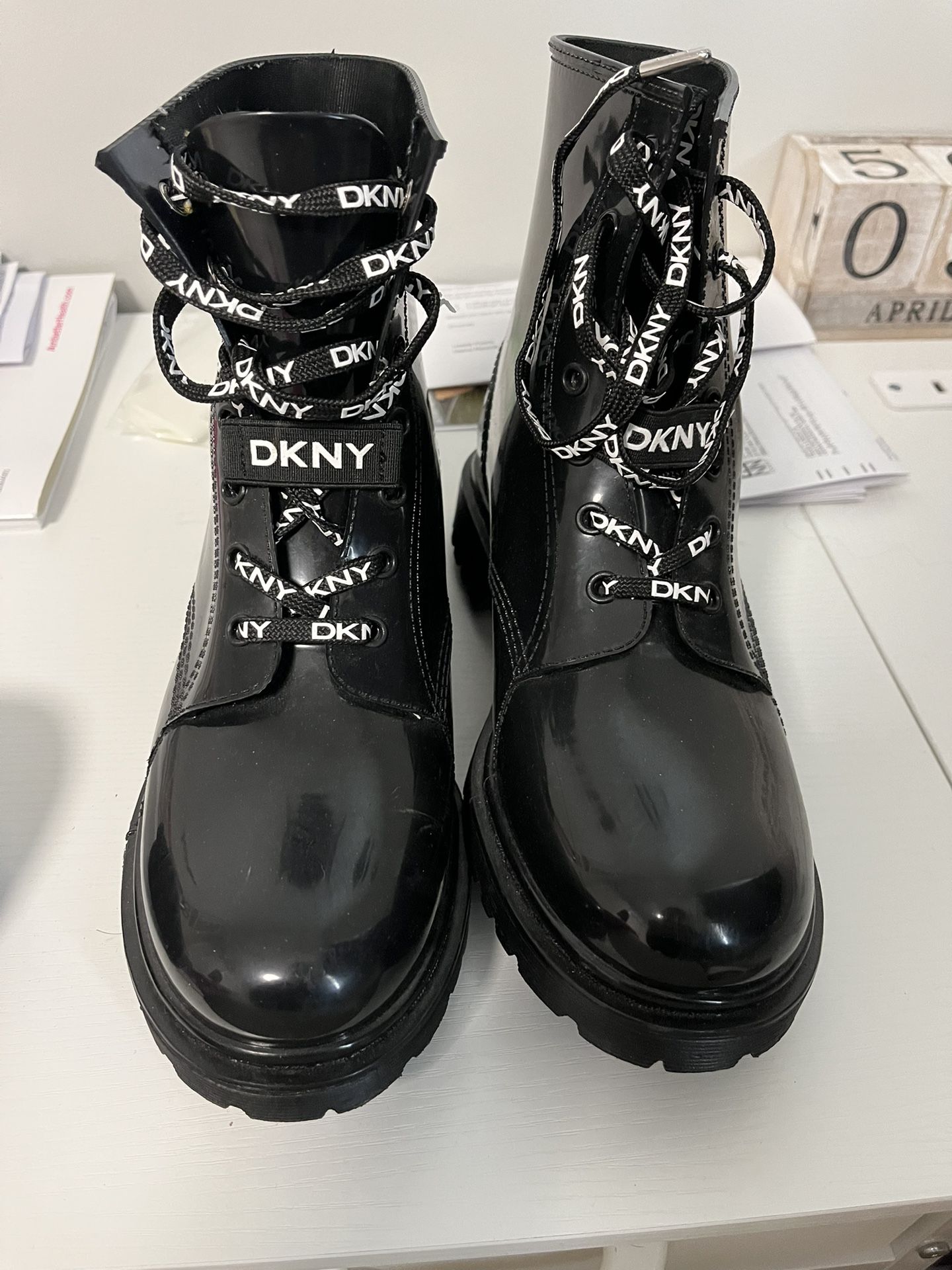 DKNY Glossy Combat Boots