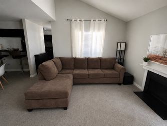 Brown Fabric Sectional Sofa