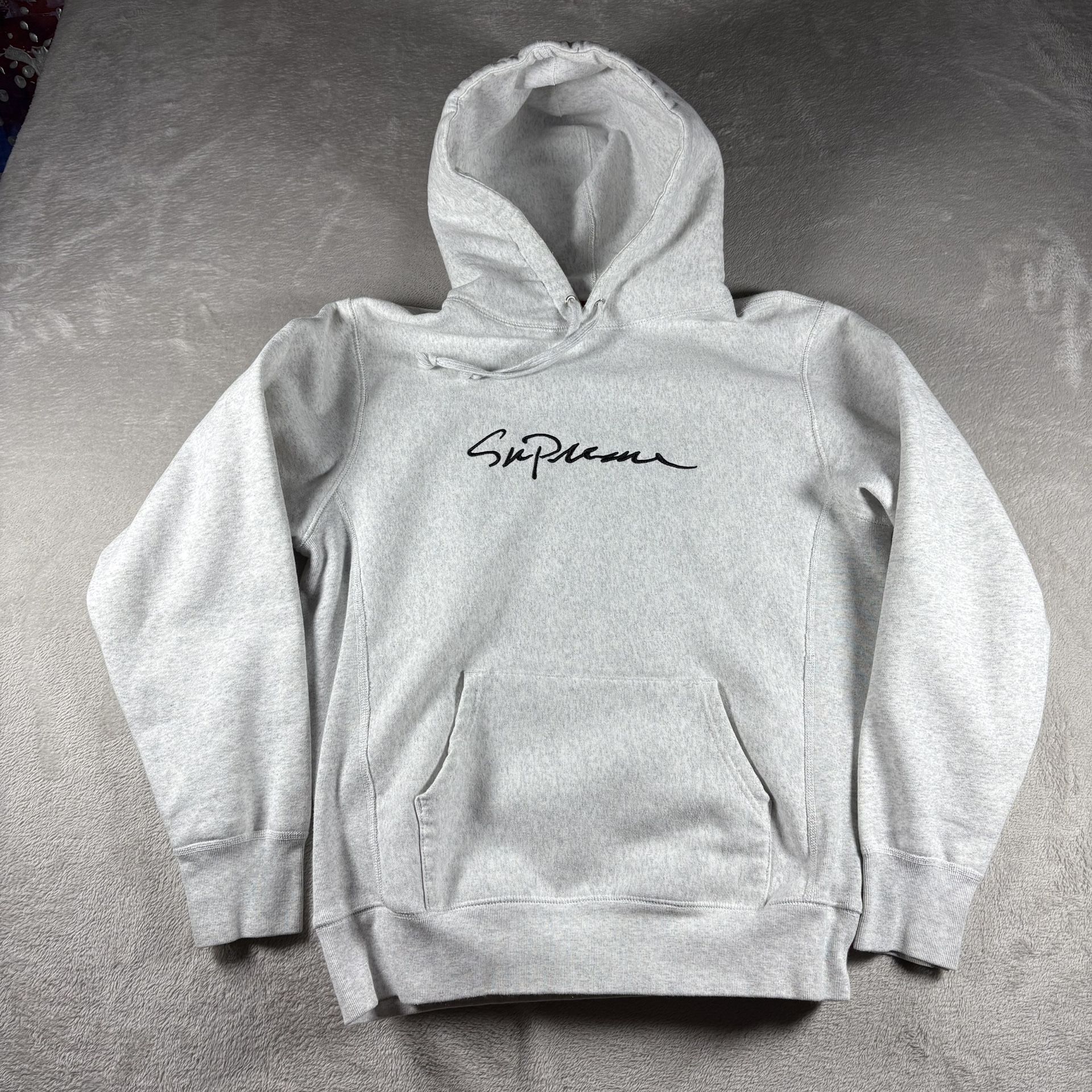 Supreme Hoodie Men’s M Gray Sweater Classic Script Sweatshirt FW18 Heavy Weight