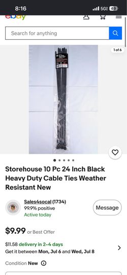 10 pc 24” cable ties new both for $8