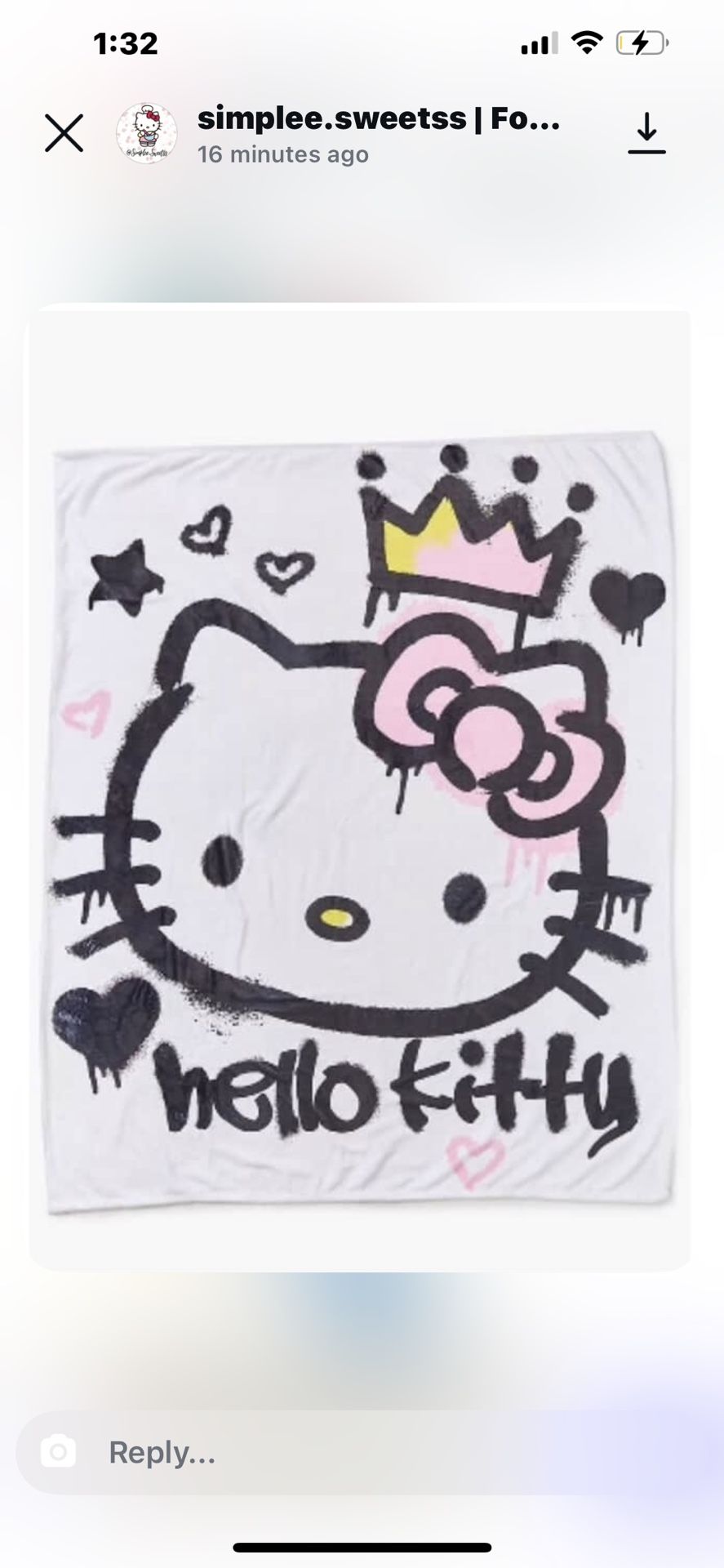 hello kitty blanket graffiti style 